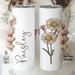 Personalized Slim Tumbler with Birth Flower & Name – 20oz Elegant Custom Cup