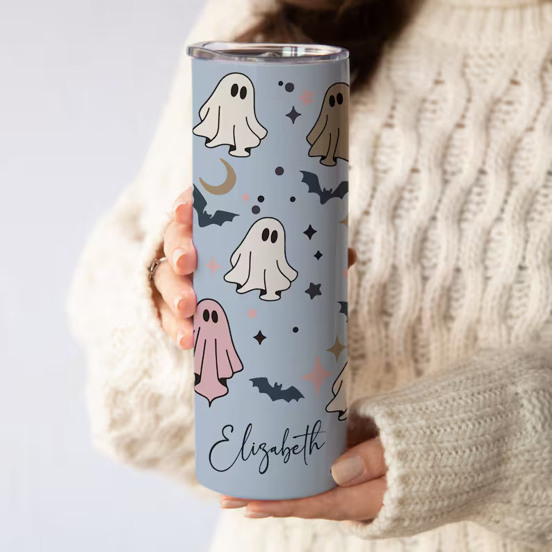 Personalized Halloween Ghost Tumbler – 20oz Custom Name Cup
