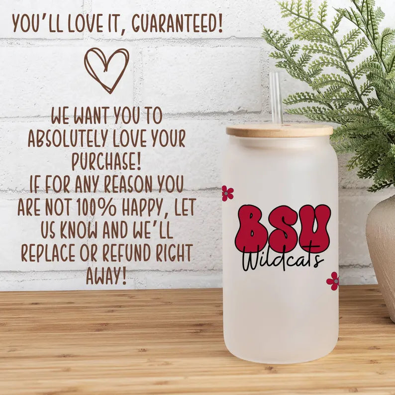 Custom College Iced Coffee Glass – Personalized Cup with Name