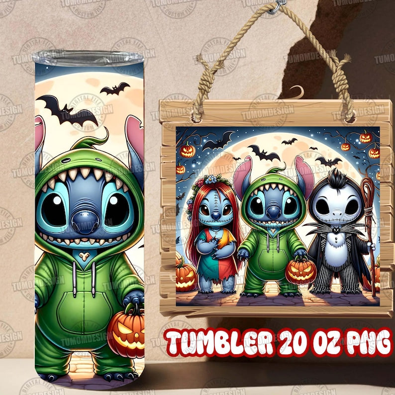 Cute Halloween Stitch Tumbler – Limited Edition 20oz Skinny Cup 🎃