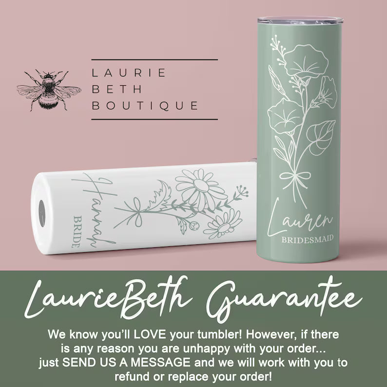 Custom Birth Flower Tumbler – Personalized 20oz Skinny Cup