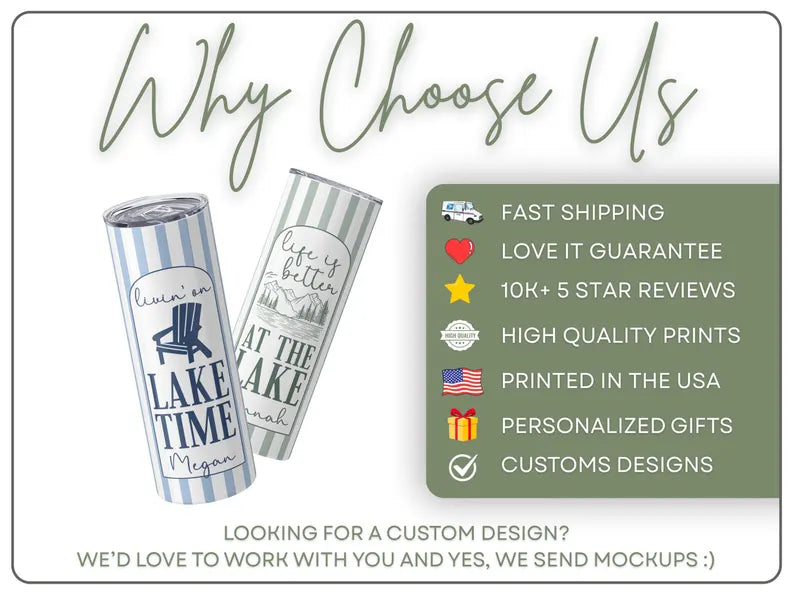 Custom Lake Tumbler – Personalized Lake Life Cup with Name