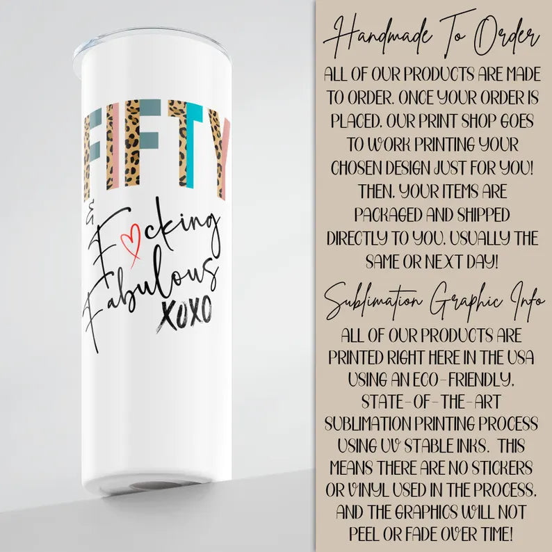 50th Birthday Tumbler for Women – Personalized Gift with Name
