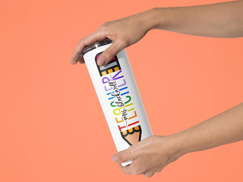 Custom Teacher Tumbler – Personalized 20oz Cup with Name