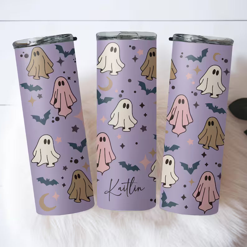 Personalized Halloween Ghost Tumbler – 20oz Custom Name Cup
