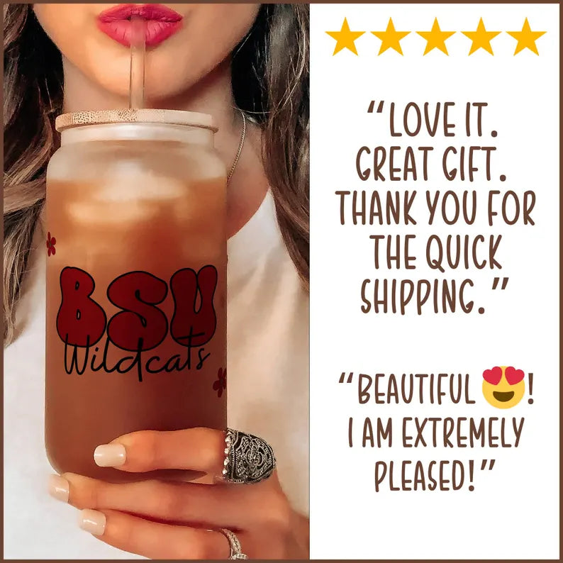 Custom College Iced Coffee Glass – Personalized Cup with Name