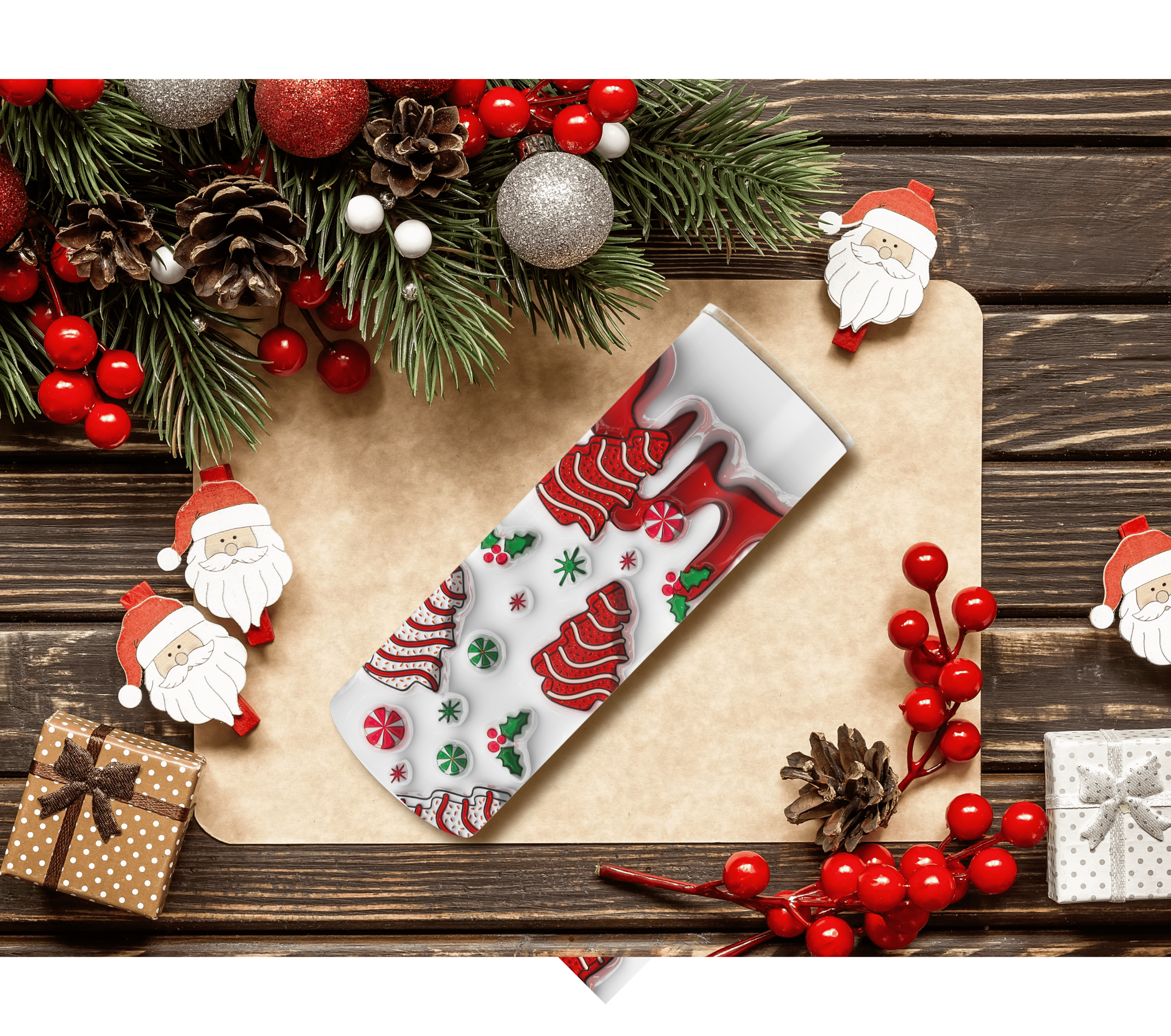 Tumbler with Lid and Straw Merry Christmas