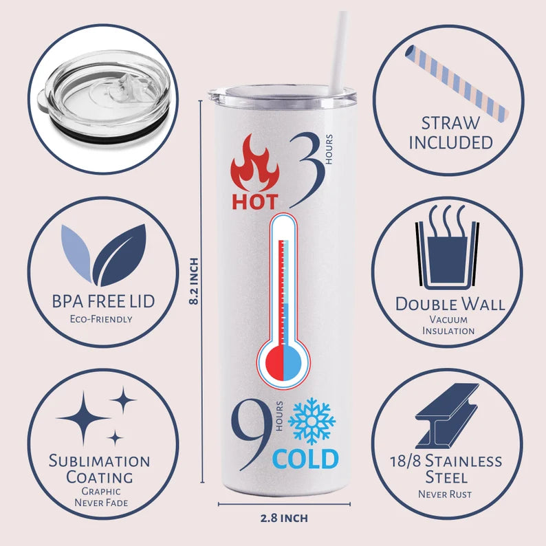 Personalized Birth Flower Tumbler – 20oz Custom Cup with Names & Months