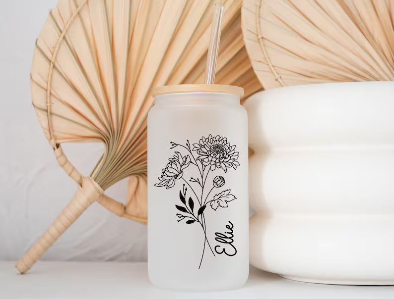 Birth Flower Glass – Personalized Gift for Her
