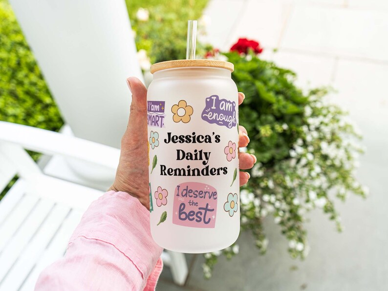 Custom Daily Reminder Iced Coffee Cup – Personalized Glass