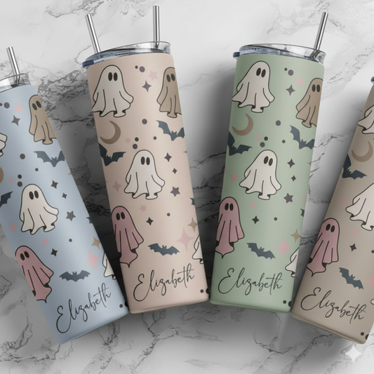 Personalized Halloween Ghost Tumbler – 20oz Custom Name Cup