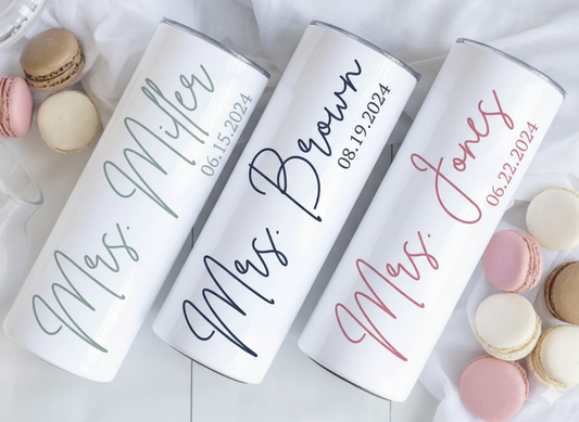 Personalized Bride Tumbler – Custom Wedding Skinny Tumbler with Name