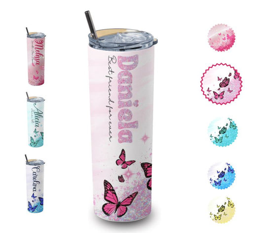 Personalized Tumblers with Names 20oz with lid and straw ( Glitter Effect )