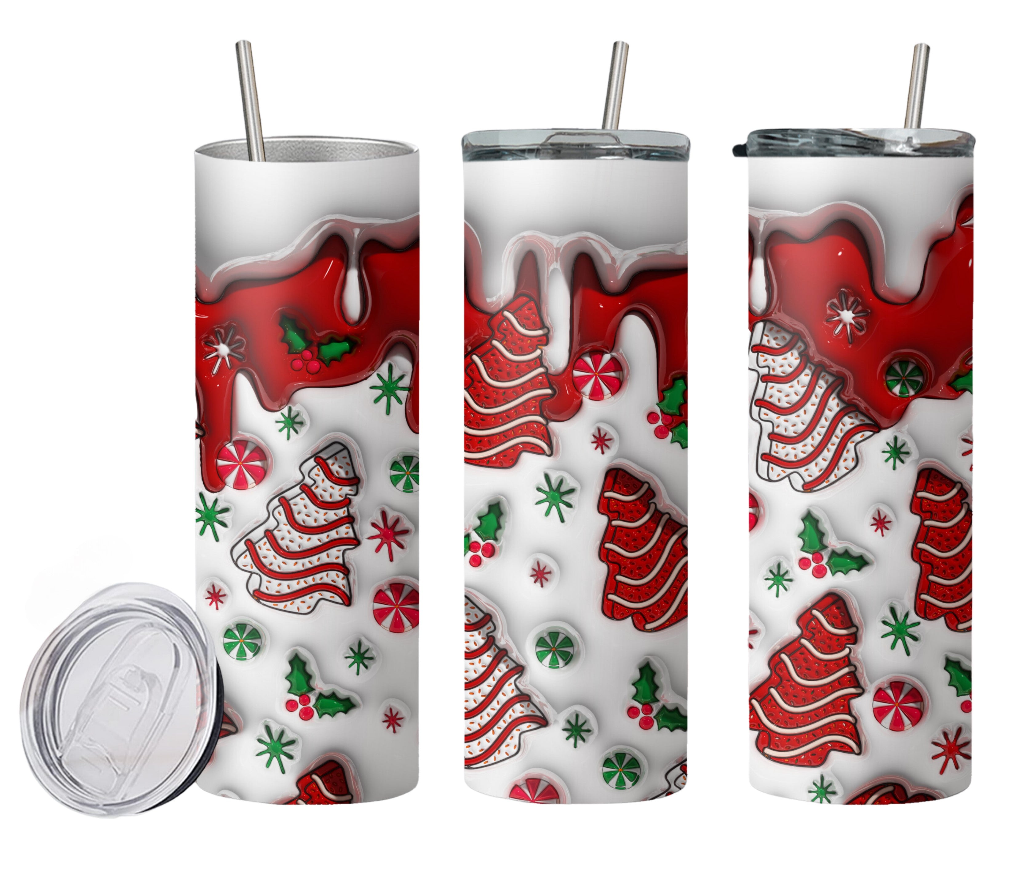Tumbler with Lid and Straw Merry Christmas