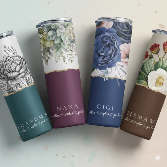 Personalized Retirement Floral Tumbler – 20oz Custom Gift with Name