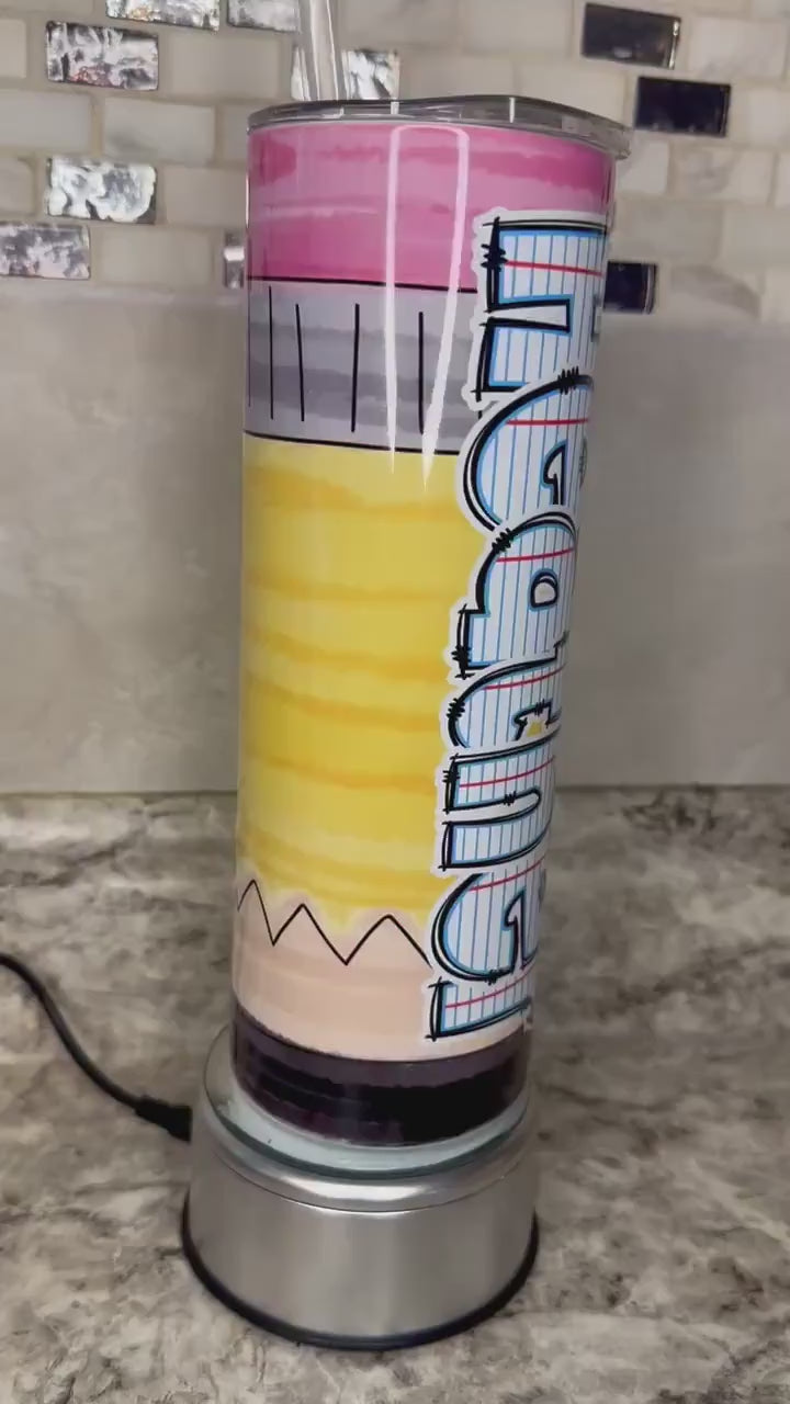 Pencil Teacher Tumbler – 20oz Personalized Cup for Educators