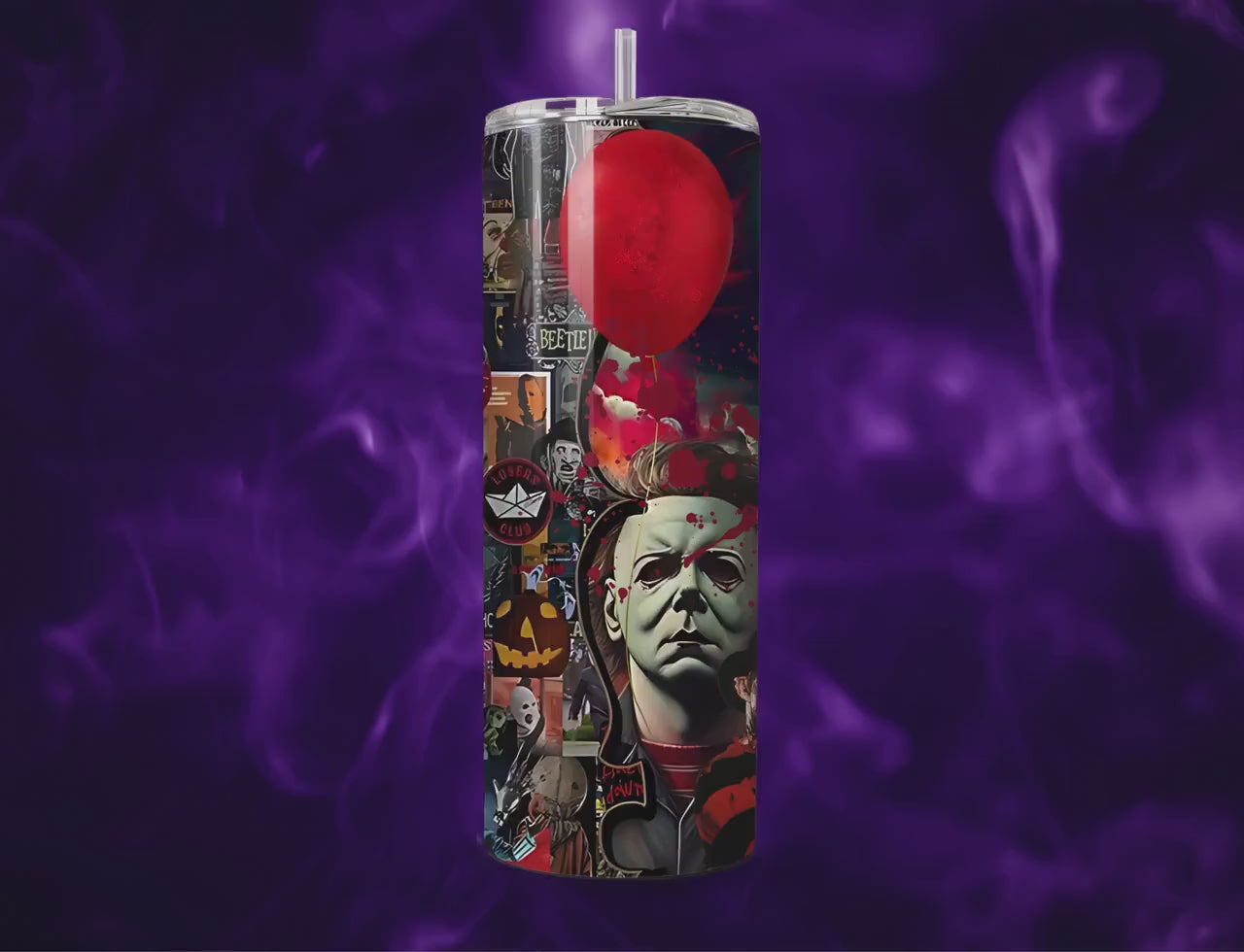 Horror Icons 20 oz Tumbler – Scary Halloween Characters for Skinny Cups