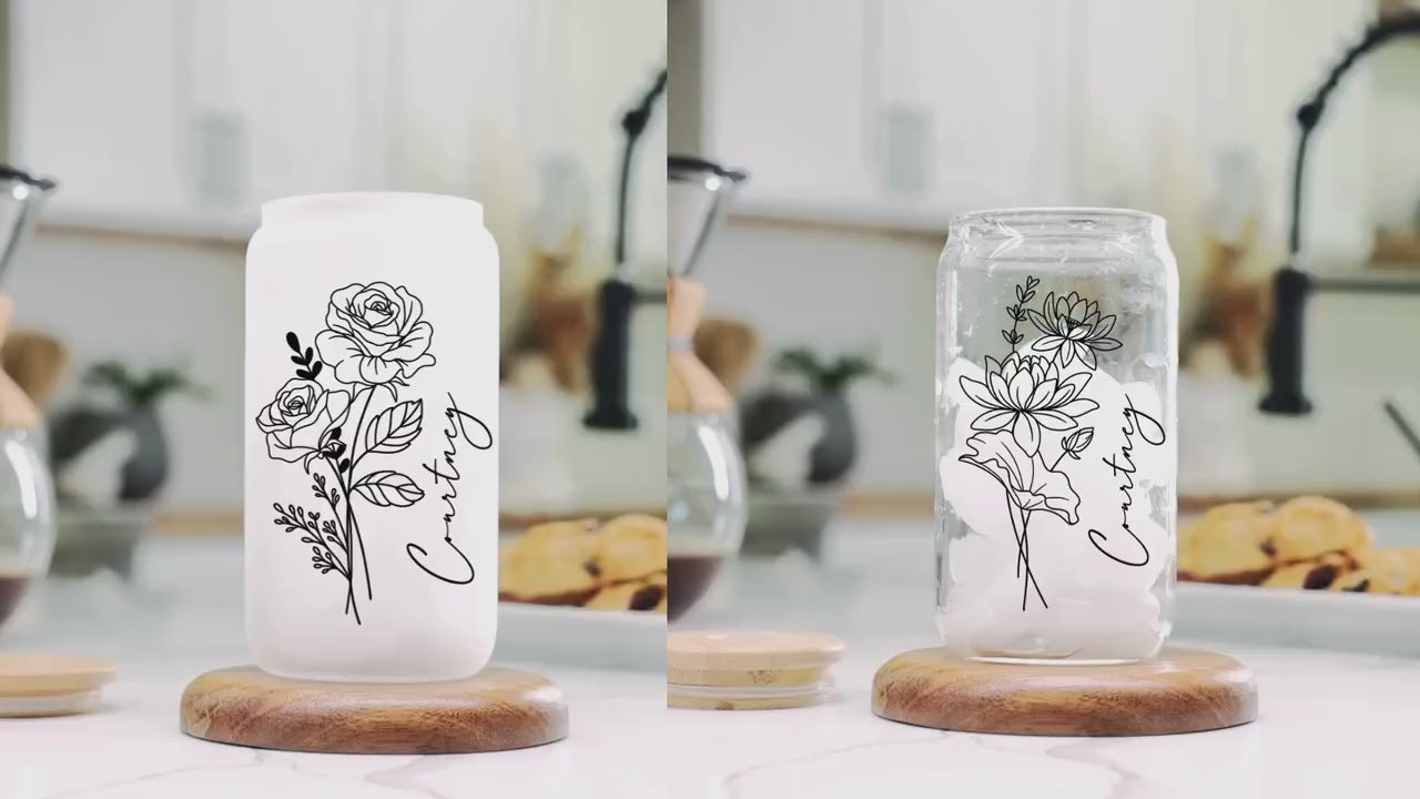 Personalized Birth Flower Cup – 16oz Custom with Names & Months