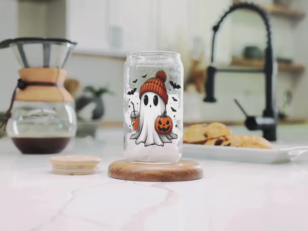 Personalized Halloween Ghost Glass Cup – Custom Spooky Cup