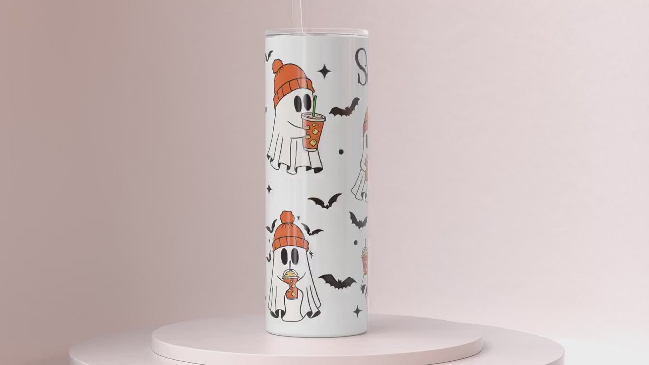 Personalized Halloween Ghost Tumbler – Cute Custom Cup for Spooky Season & Ghost Lovers