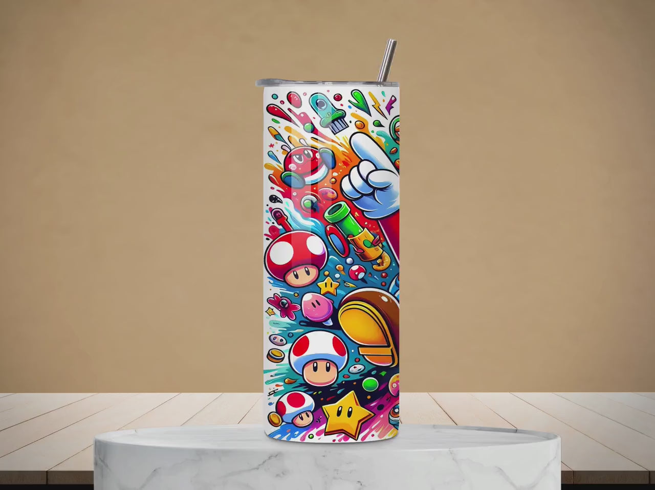 Super Mario 3D Splash Tumbler – 20oz Adventure Cup with Friends