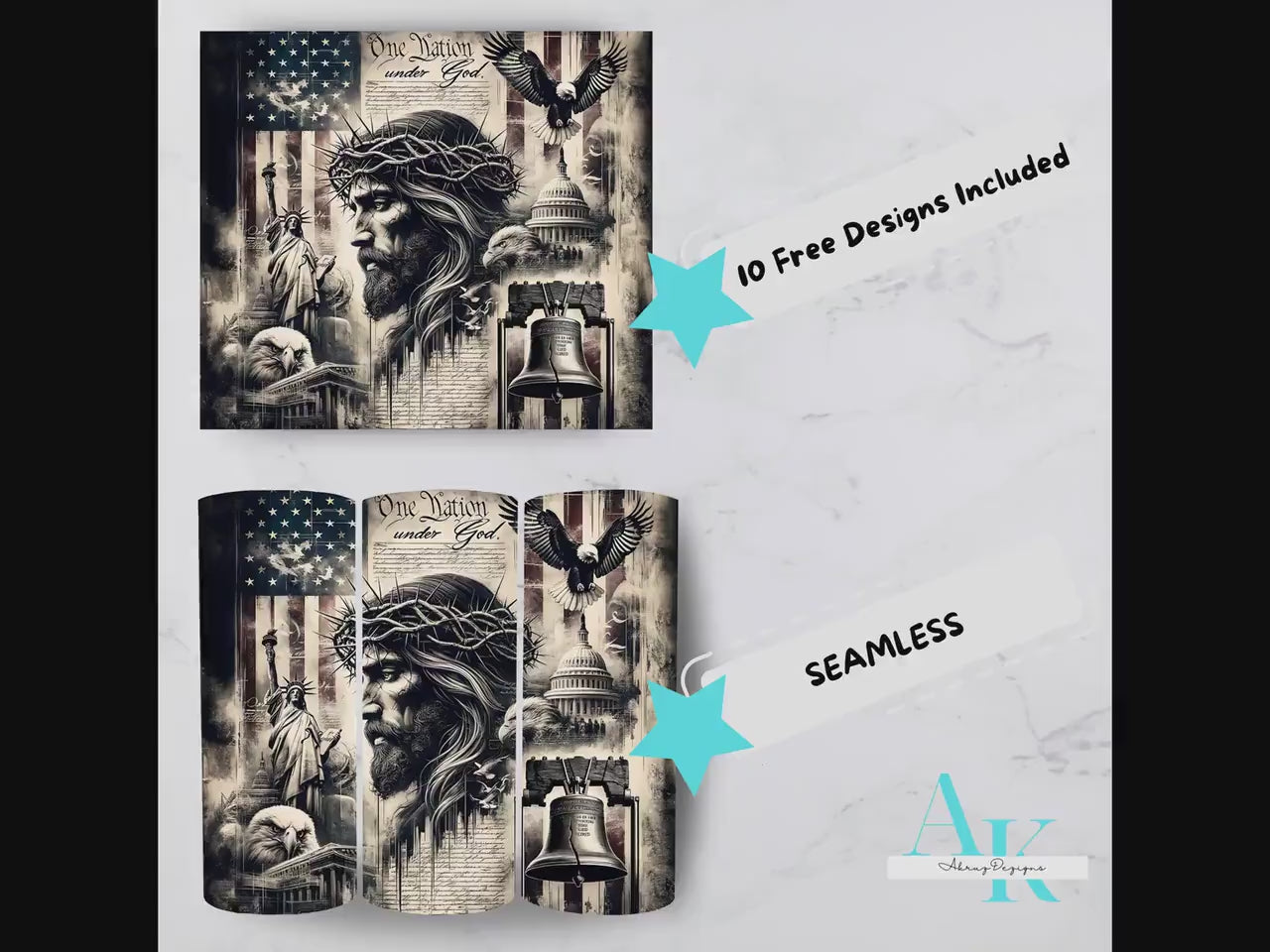 One Nation Under God 20 oz Skinny Tumbler – Patriotic & Faith-Inspired Cup