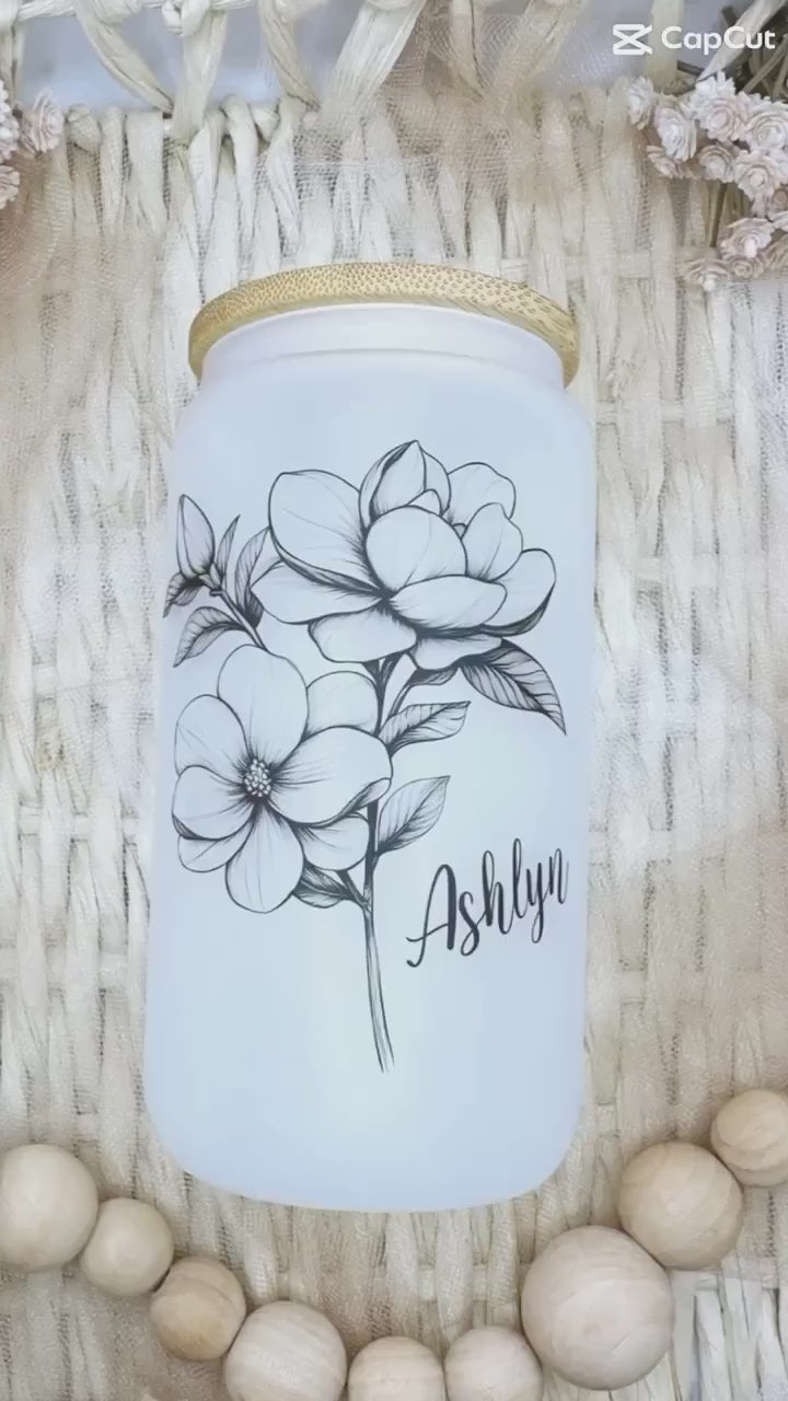 Personalized Bridesmaid Proposal Glass Cup – 16oz with Name & Lid